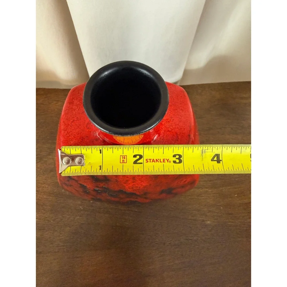 Gerda Heuckeroth Pottery Red Black Lava‎ Drop Glaze Vase 30004-20 Germany